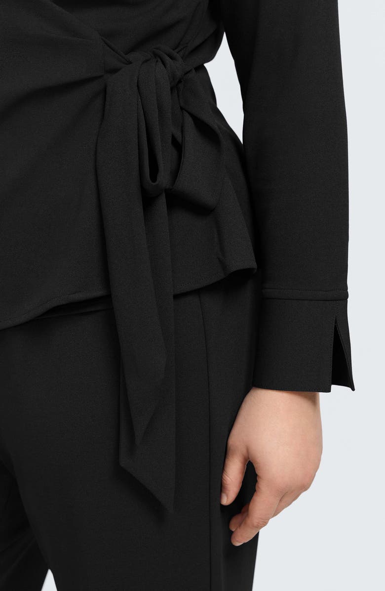 Foxcroft Rosie Wrap Crepe Top, Alternate, color, Black
