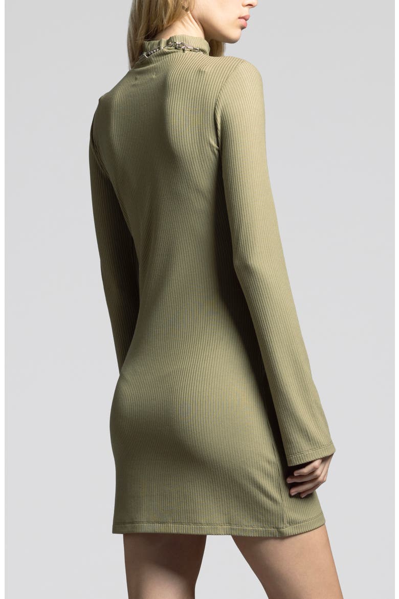 Penelope Turtleneck Long Sleeve Rib Minidress, Alternate, color, BONSAI