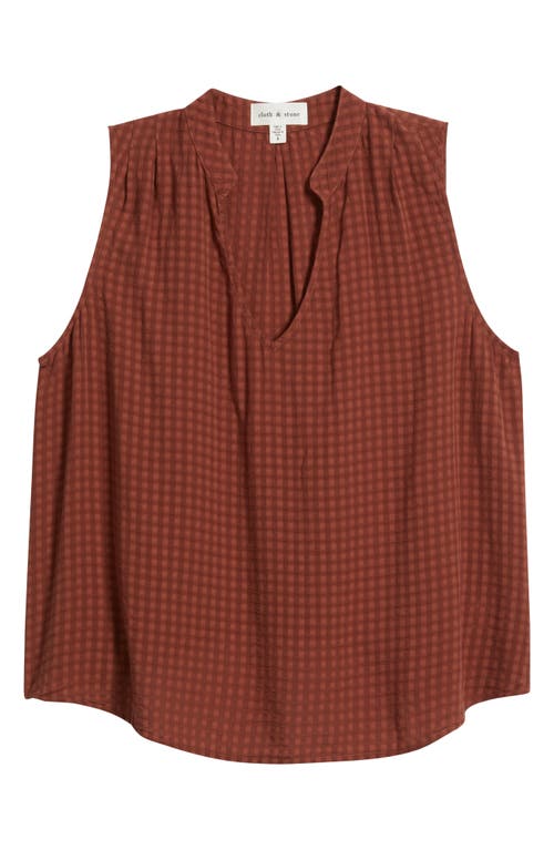 Cloth & Stone Pintucked Sleeveless Top In Brown