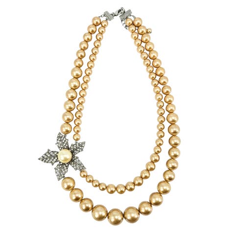 Vintage 1960s Faux Pearl Flower Necklace