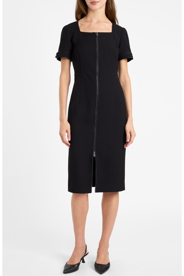 Bri Midi Dress in Soft Stretch Crepe, Main, color, Onyx