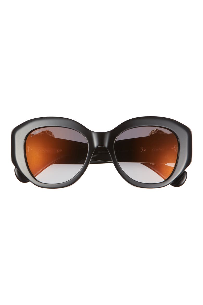 53mm Gradient Butterfly Sunglasses, Main, color, BLACK
