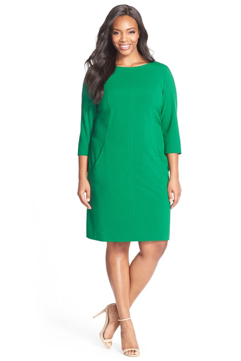 by Arthur S. Levine Seamed A-Line Dress, Main, color, EMERALD