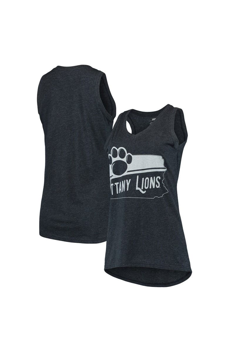 PRESSBOX Women's Pressbox Navy Penn State Nittany Lions Ferris Melange V-Neck Tank Top, Alternate, color,