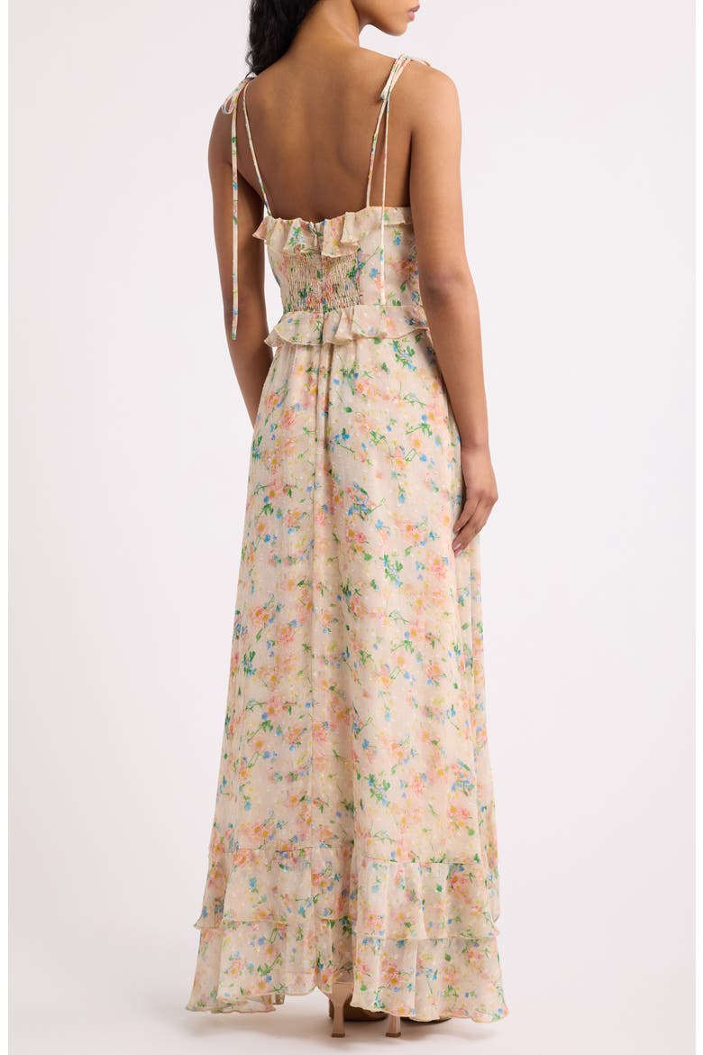 Jamie Ruffle High-Low Maxi Dress, Alternate, color, BEIGE FLORAL