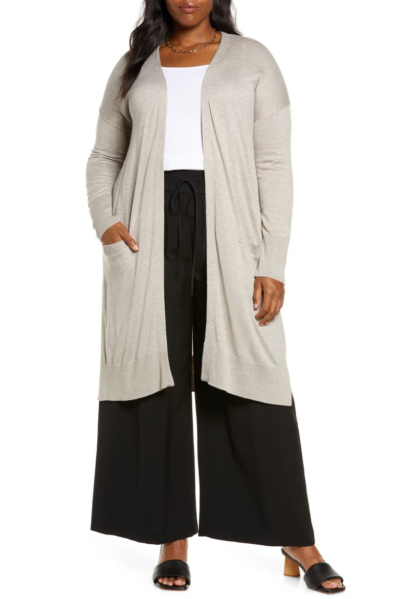 Long Cardigan, Main, color, TAN COBBLESTONE HEATHER