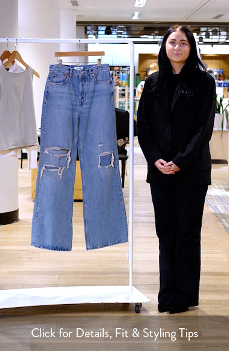 High Waist Ripped & Repaired Wide Leg Jeans, sales video thumbnail