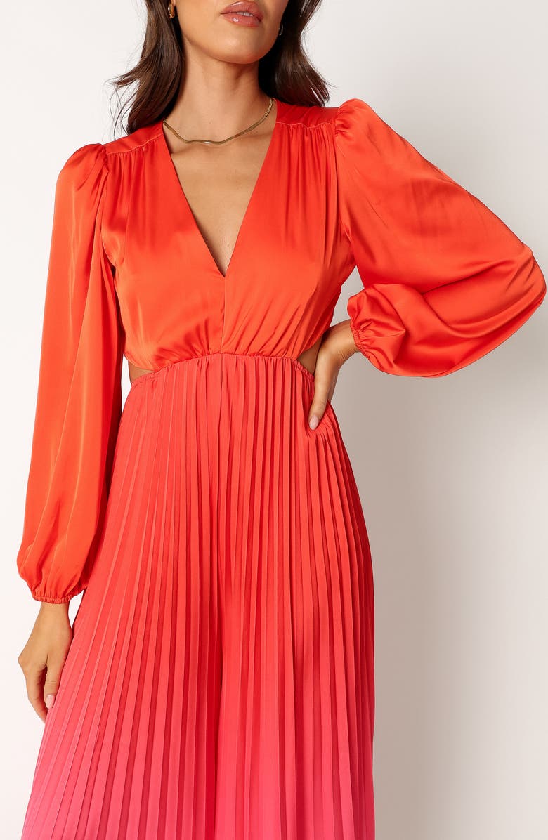 Petal & Pup Krista Long Sleeve Gradient Wide Leg Jumpsuit, Alternate, color, Red