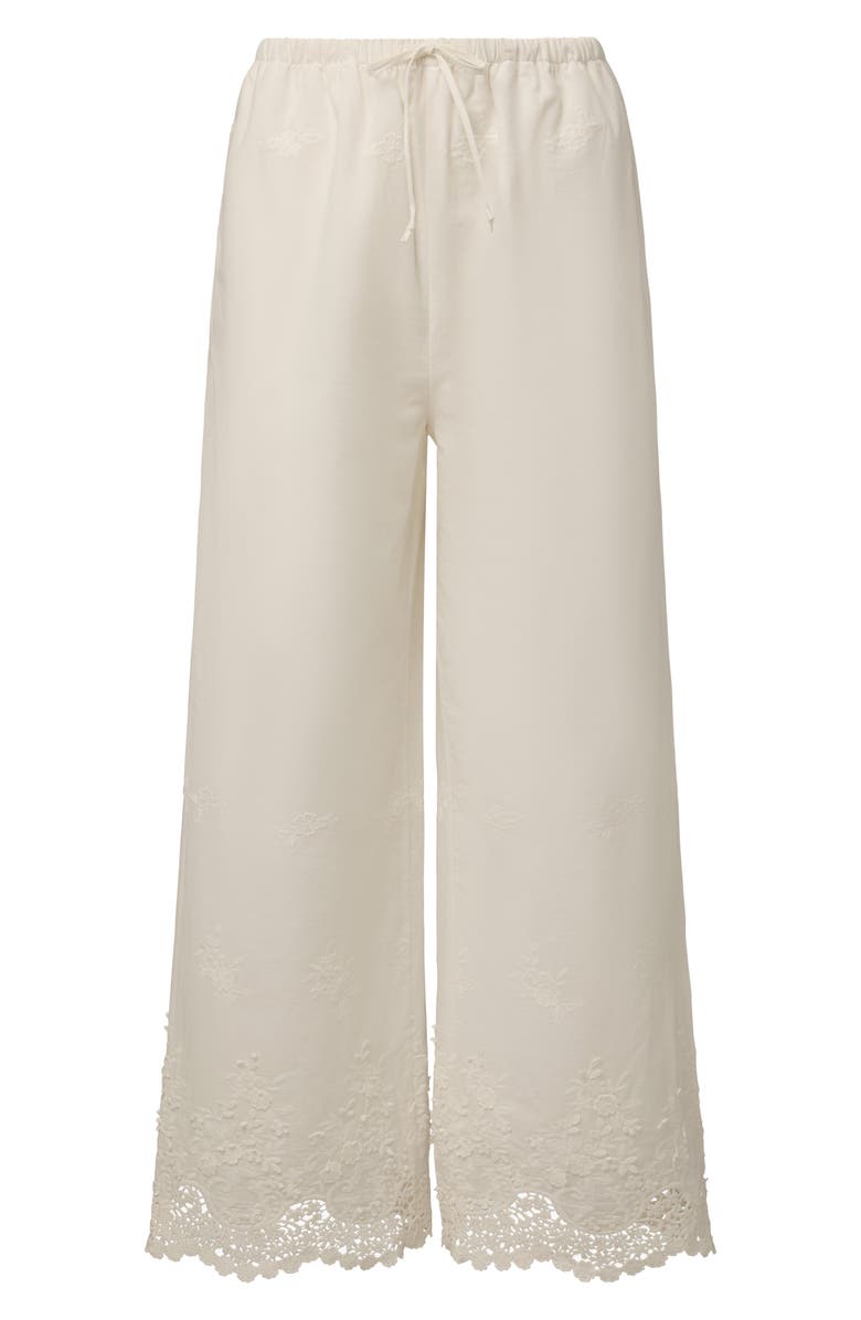 WeWoreWhat Tie Waist Wide Leg Pants, Alternate, color, Ivory