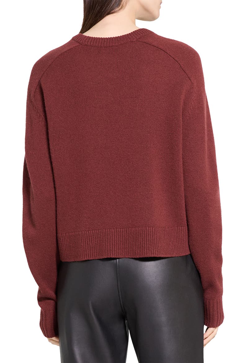 Cashmere Crewneck Crop Sweater, Alternate, color, OXBLOOD RED - 2PY