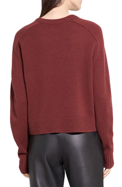 Theory Cashmere Crewneck Crop Sweater In Burgundy