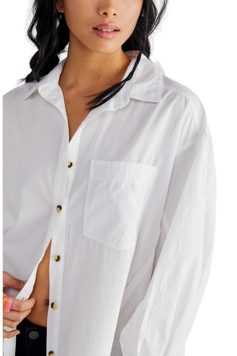 Happy Hour Oversize Poplin Button-Up Shirt, Alternate, color, WHITE