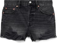 MANGO Frayed High Waist Denim Cutoff Shorts