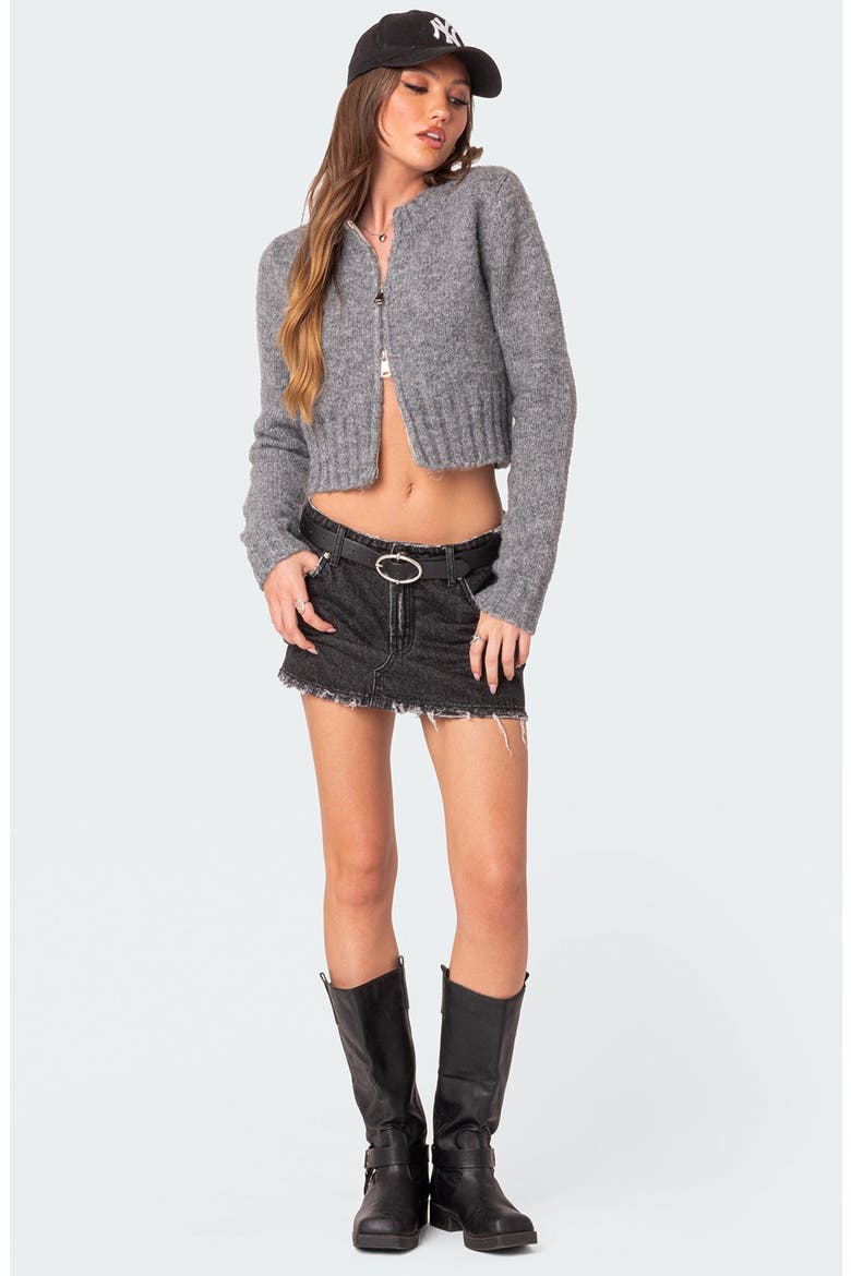 Jillian Two-Way Zip Cardigan, Alternate, color, DARK-GRAY-MELANGE