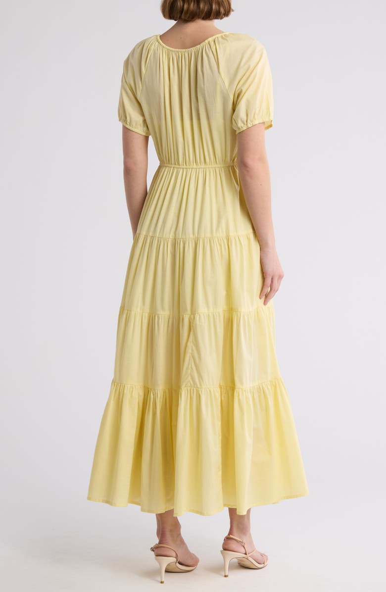 Maisie Short Sleeve Tiered Cotton Midi Dress, Alternate, color, Butter Yellow
