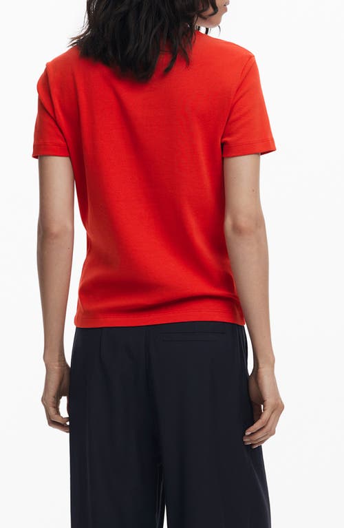 Desigual Embroidered Stretch Cotton T-shirt In Red