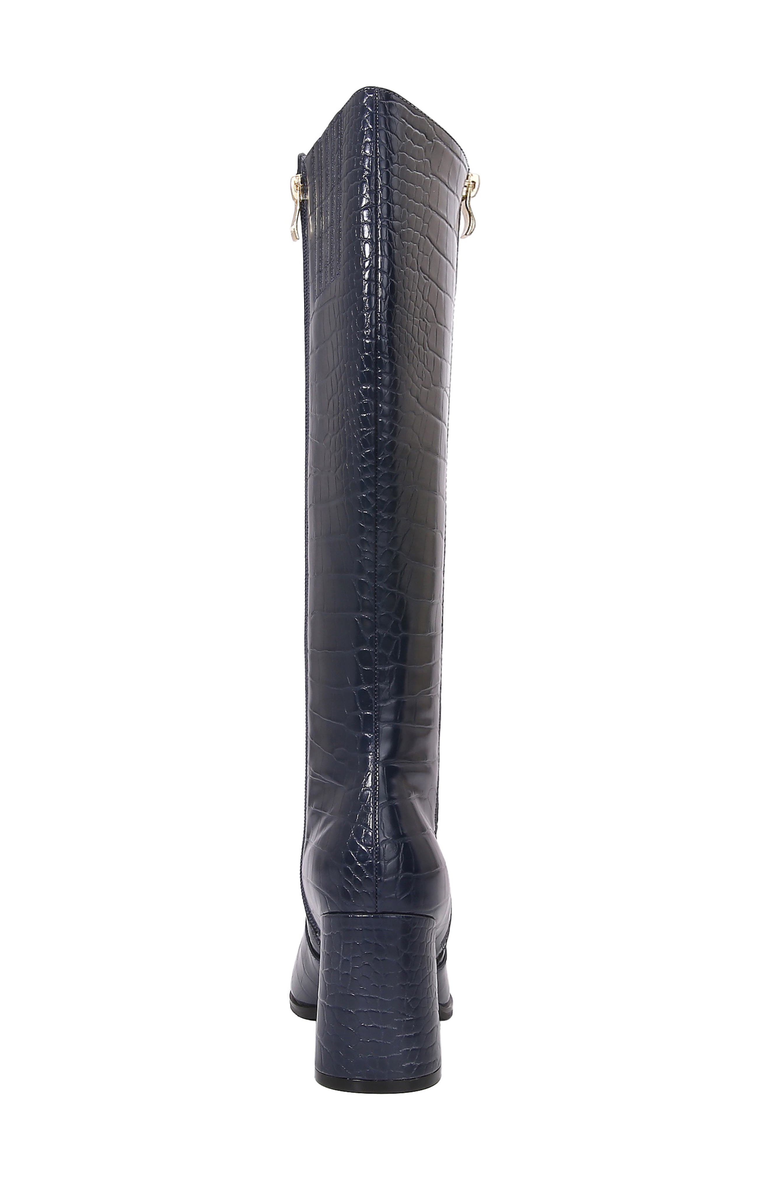 Lux Block Heel Knee High Boot, Alternate, color, NAVY