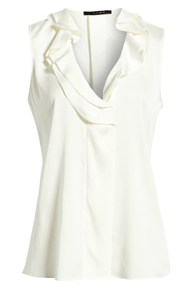 Kali Ruffle Sleeveless Stretch Silk Top, Alternate, color, IVORY