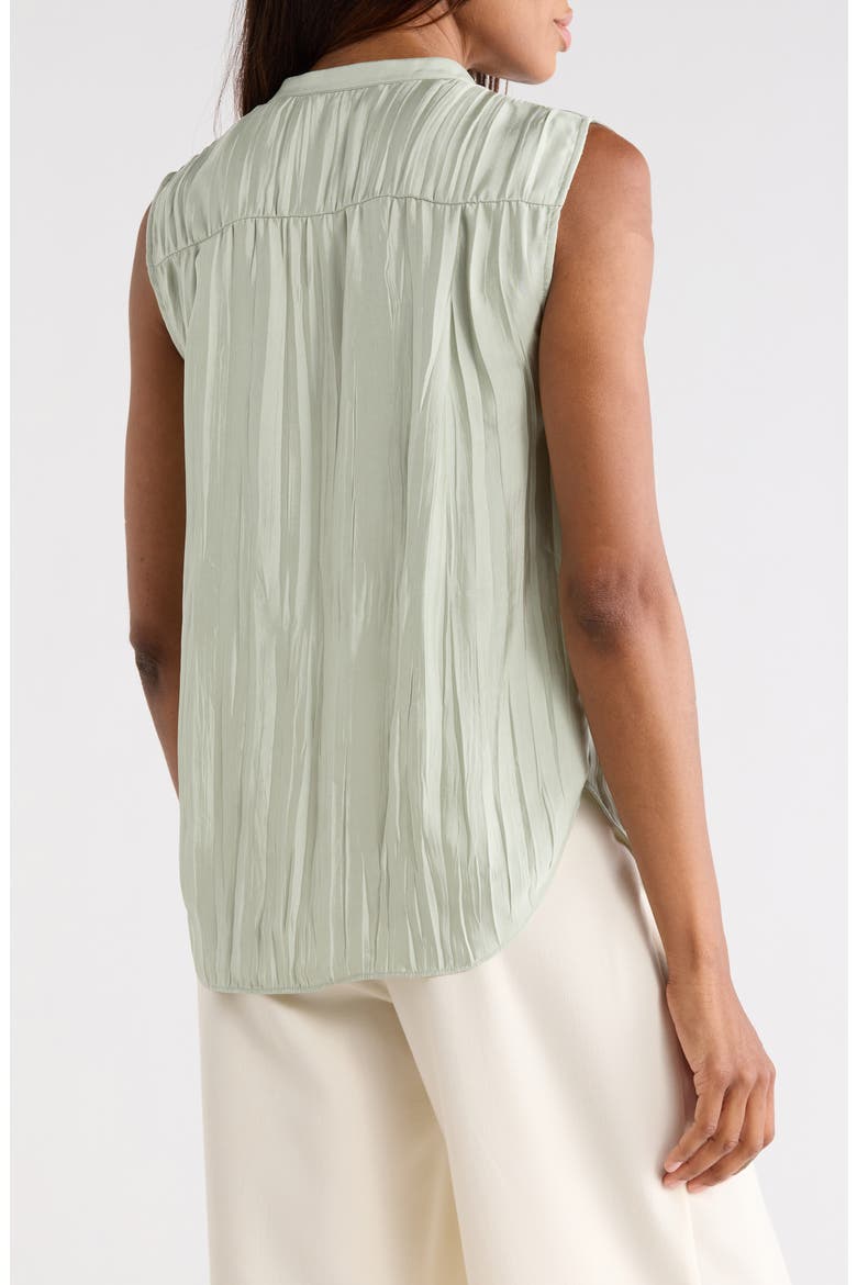 Crinkled Band Collar Top, Alternate, color, JADE WATER