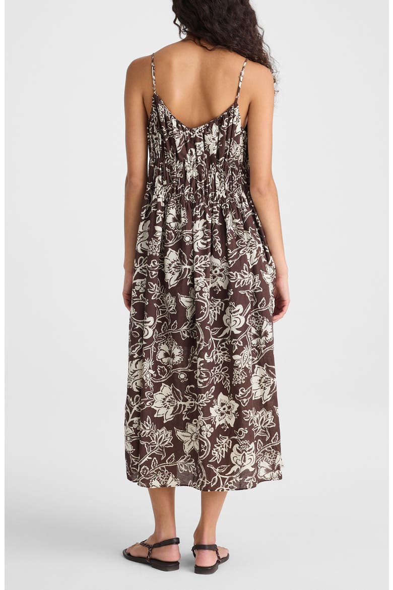 Ruched V-Neck Sleeveless Maxi Dress, Alternate, color, DARK BROWN