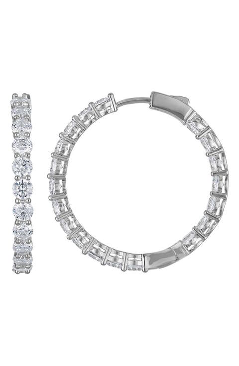 Round Cut Cubic Zirconia Hoop Earrings