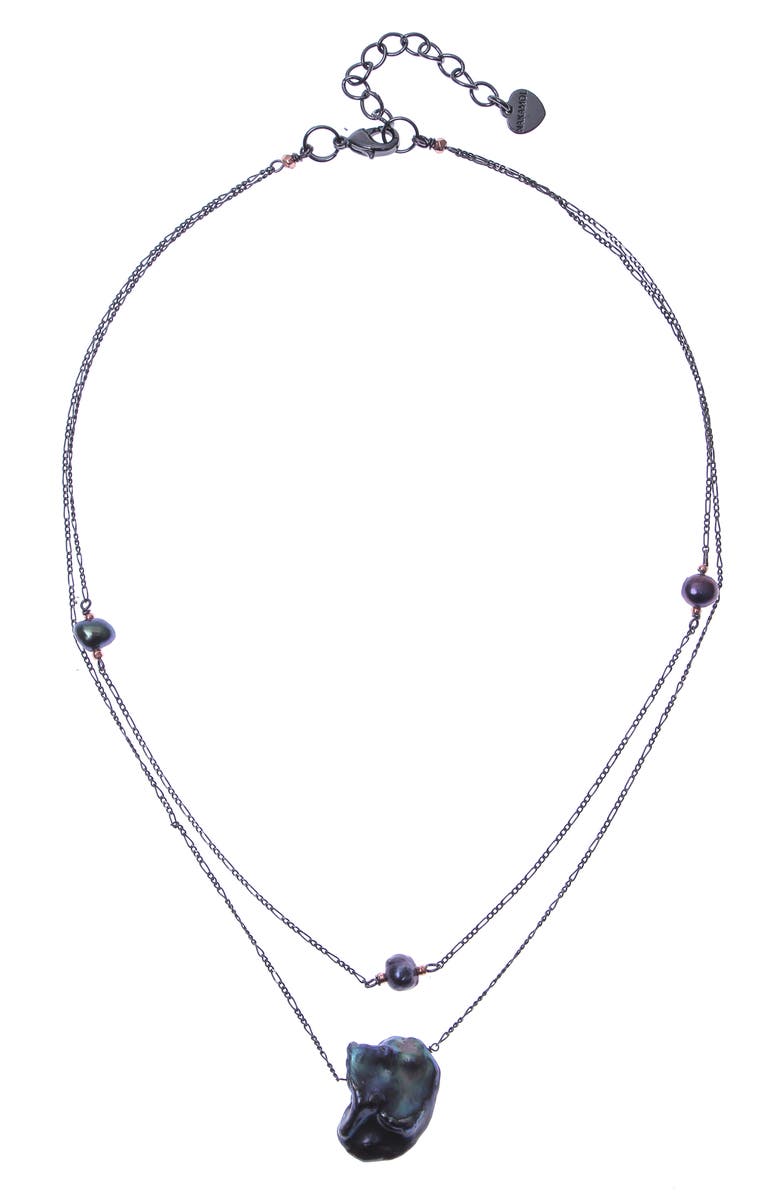 Nakamol Chicago Double Layer Cultured Freshwater Pearl Pendant Necklace, Main, color, 