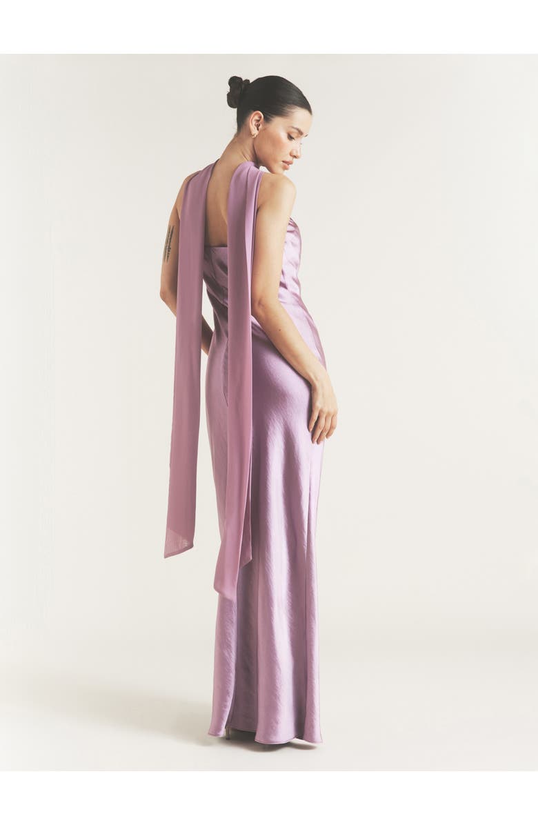 Six Stories Bandeau Satin Bridesmaid Dress, Alternate, color, Orchid