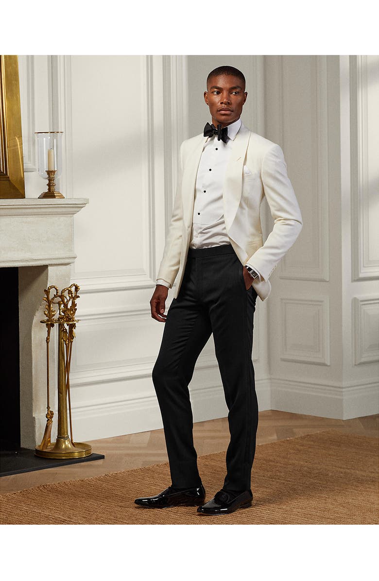 Ralph Lauren Purple Label Gregory Wool & Cashmere Barathea Tuxedo Pants, Alternate, color,