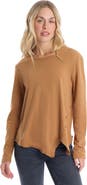 WILT Clothing Long Sleeve Tee With Asymmetrical Hem & Button Detail