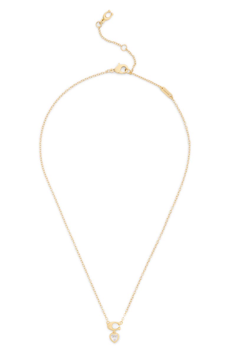 COACH Cubic Zirconia Heart Necklace & Stud Earrings Boxed Set, Alternate, color, Crystal/ Gold