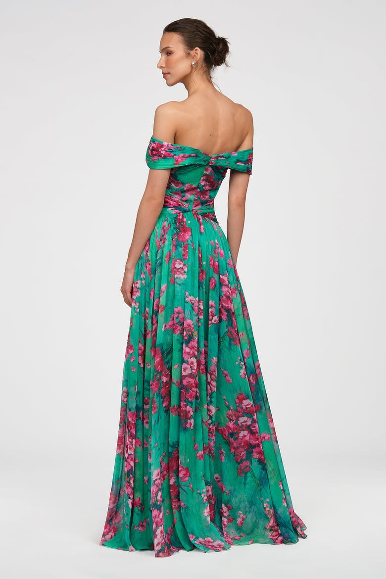 Sabina Chiffon Gown, Alternate, color, Seafoam Drift Sakura Mist