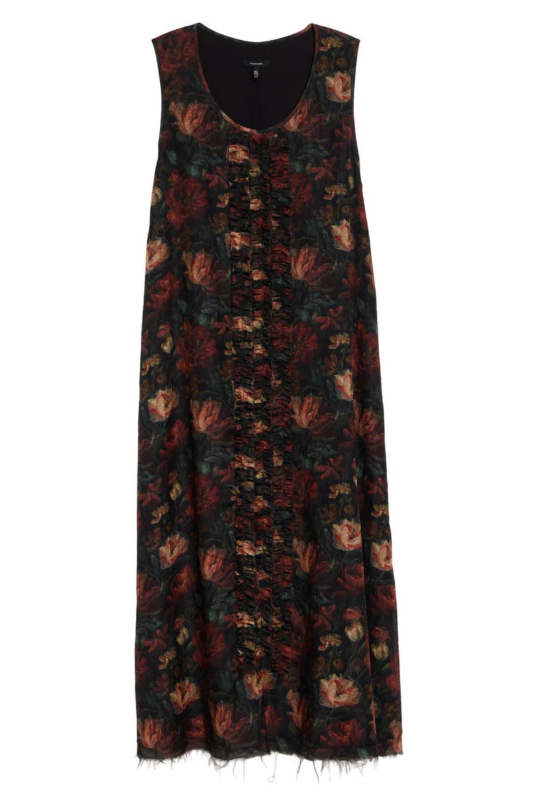 Sleeveless Midi Dress with Ruffles, Alternate, color, RED BLACK LARGE FLORAL