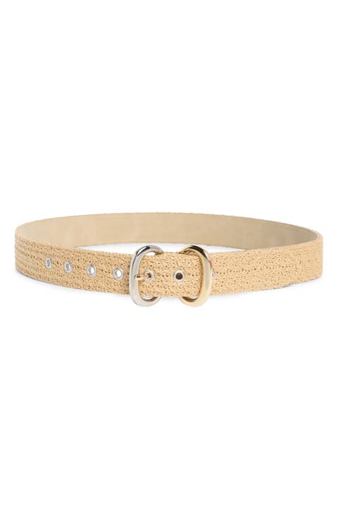 Double Buckle Faux Straw Belt