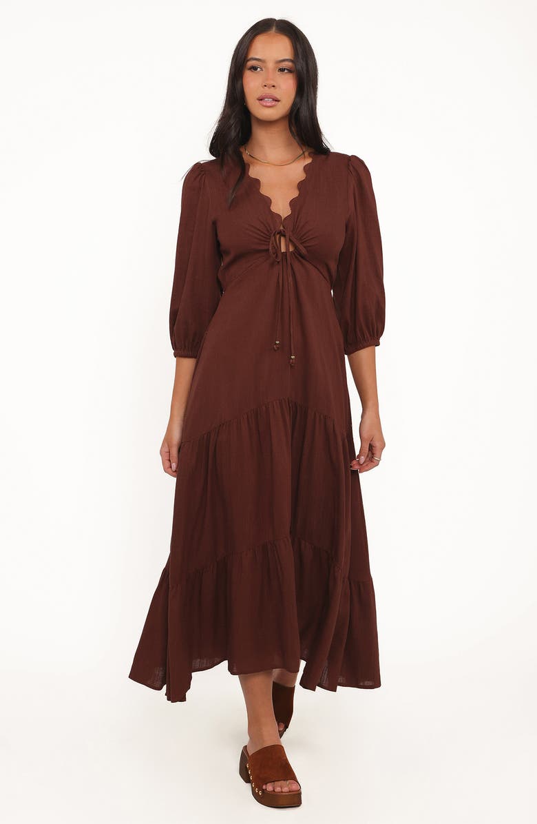 Petal & Pup Eleonara Midi Dress, Alternate, color, Chocolate