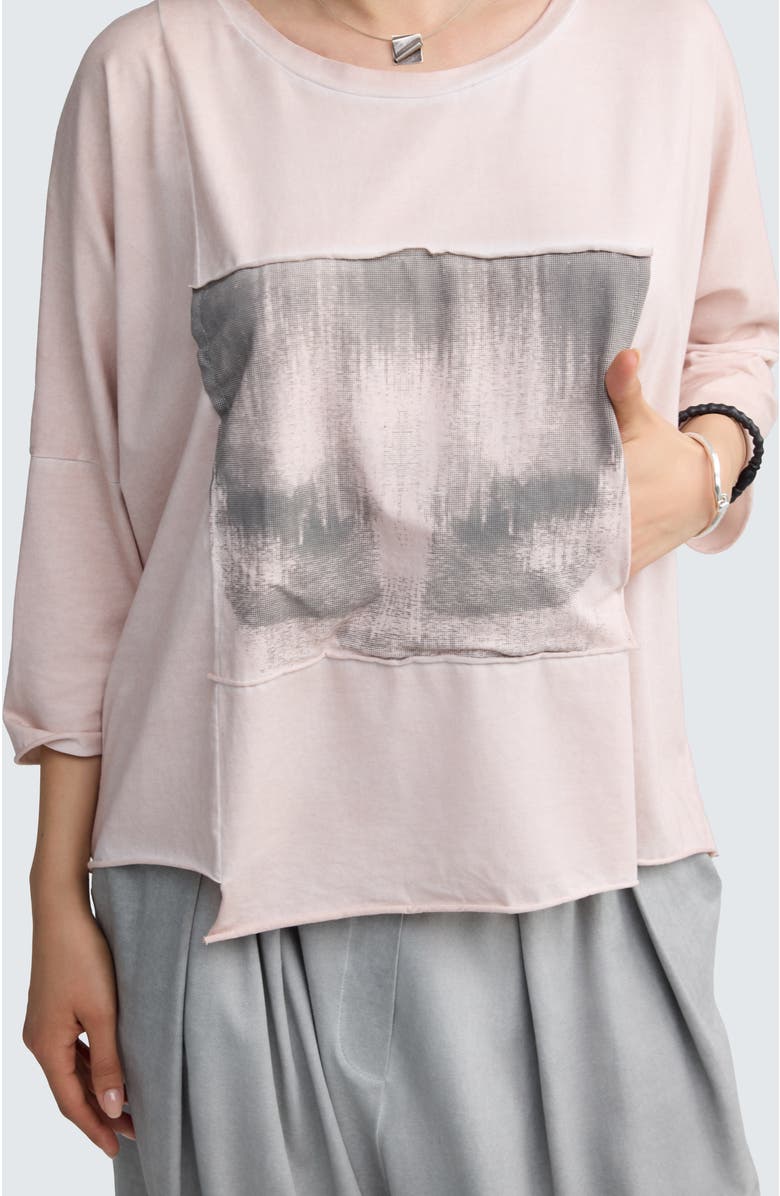 LUUKAA Rowena Two-Tone Patch Pocket Top, Alternate, color, Rose Quartz-Ash