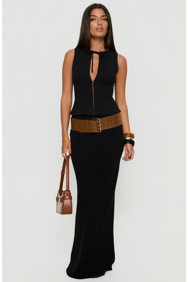 Alissea Keyhole Sleeveless Linen Blend Top, Alternate, color, BLACK