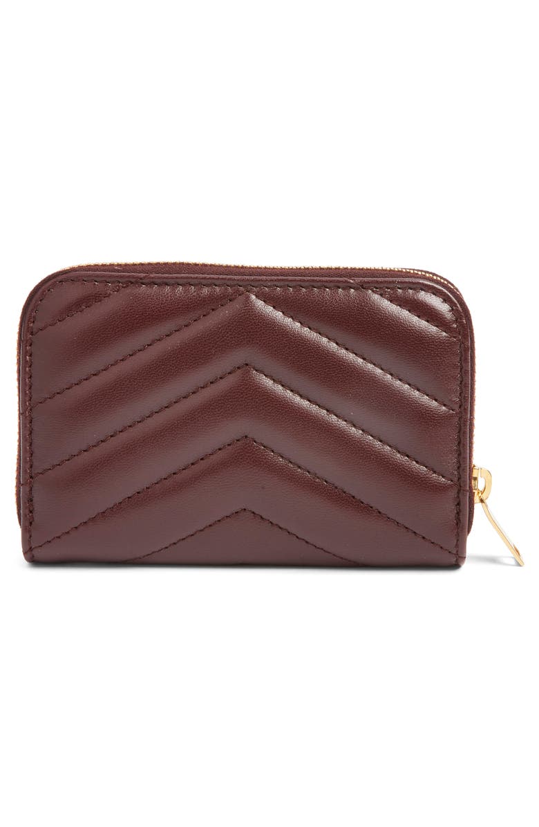 Saint Laurent Cassandre Quilted Card Wallet, Alternate, color, Rouge Cabernet