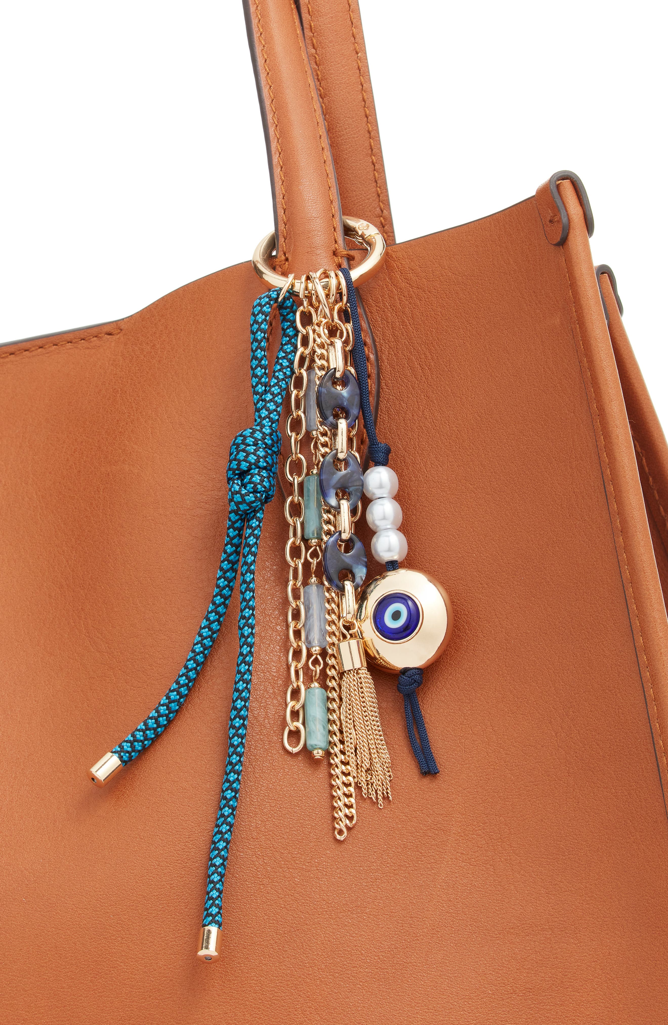 Chelsea28 Evil Eye Beaded Bag Charm, Alternate, color, Blue Multi- Gold