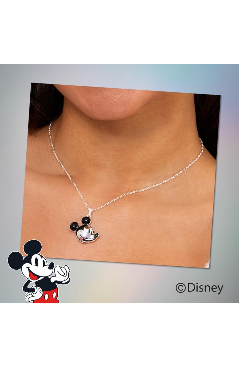 Disney Silver Plated Head Pendant, 18'' Chain, Alternate, color, Silver, Black, White