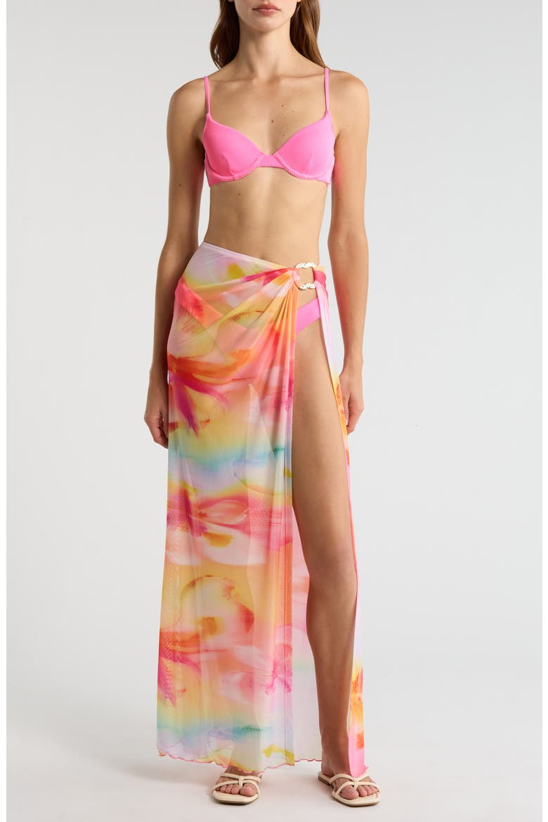 Sheer Mesh Cover-Up Maxi Skirt, Main, color, FRANGIPANI SWIRL