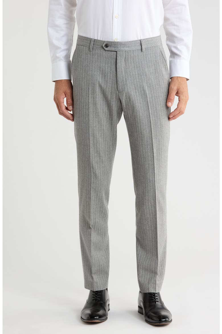 Pinstripe Wool Dress Pants, Main, color, GREY STRIPE