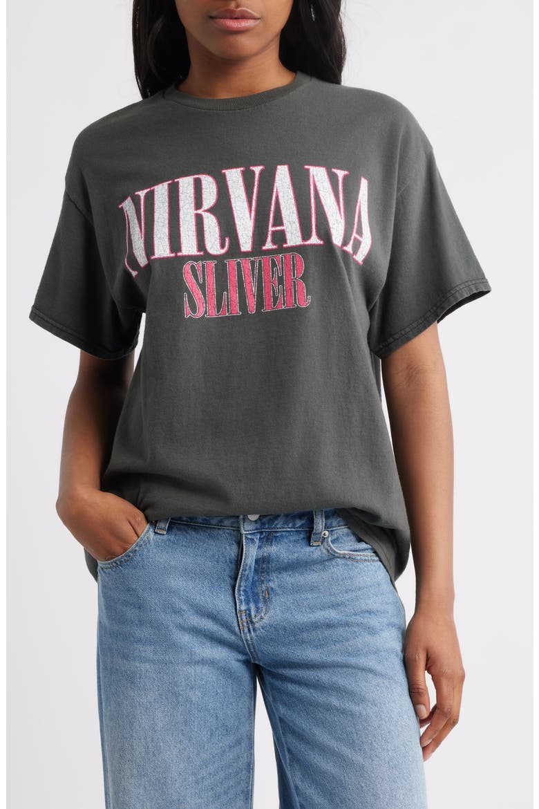 Nirvana Silver Cotton Graphic T-Shirt, Main, color, CHARCOAL