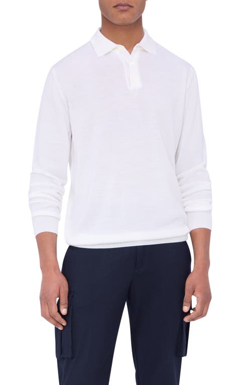 Bugatchi Merino Wool Polo Sweater in Chalk 