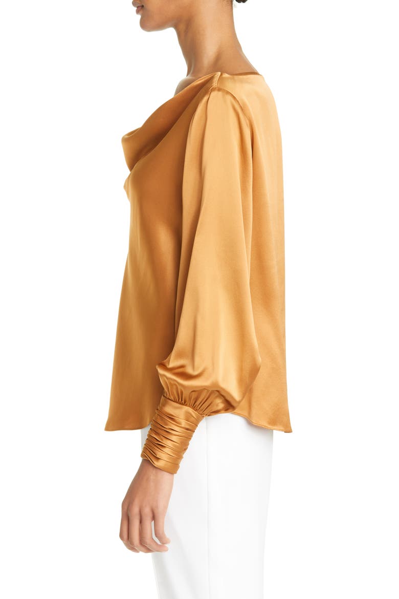 Taylee Silk Satin Blouse, Alternate, color, CINNAMON