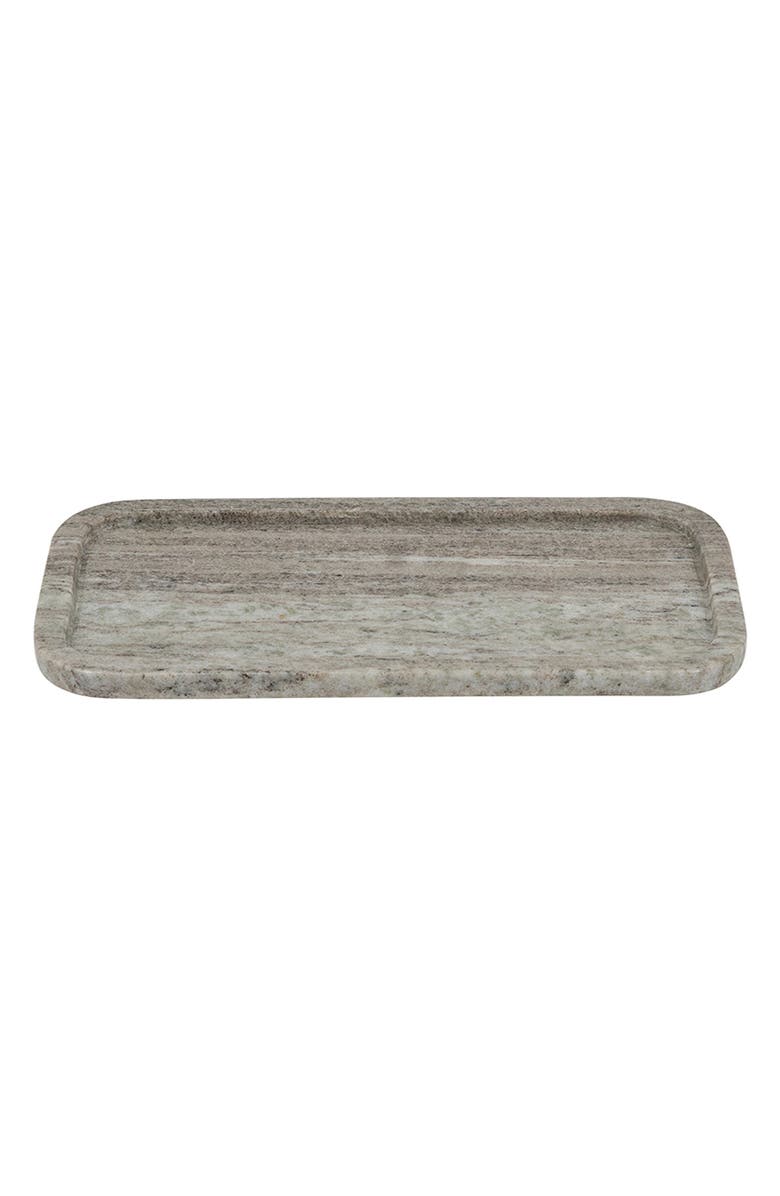 R16 HOME Raised Edge Rectangular Marble Tray, Main, color, Natural Gray