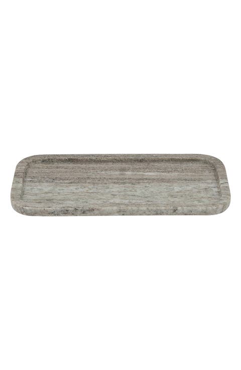 Raised Edge Rectangular Marble Tray