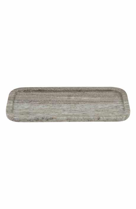 R16 HOME Raised Edge Rectangular Marble Tray