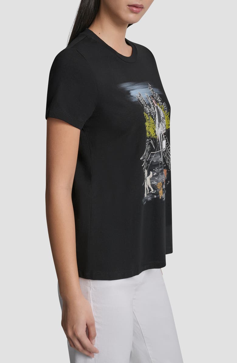 DKNY Crystal Embellished Central Park Conversational Graphic T-Shirt, Alternate, color, Black