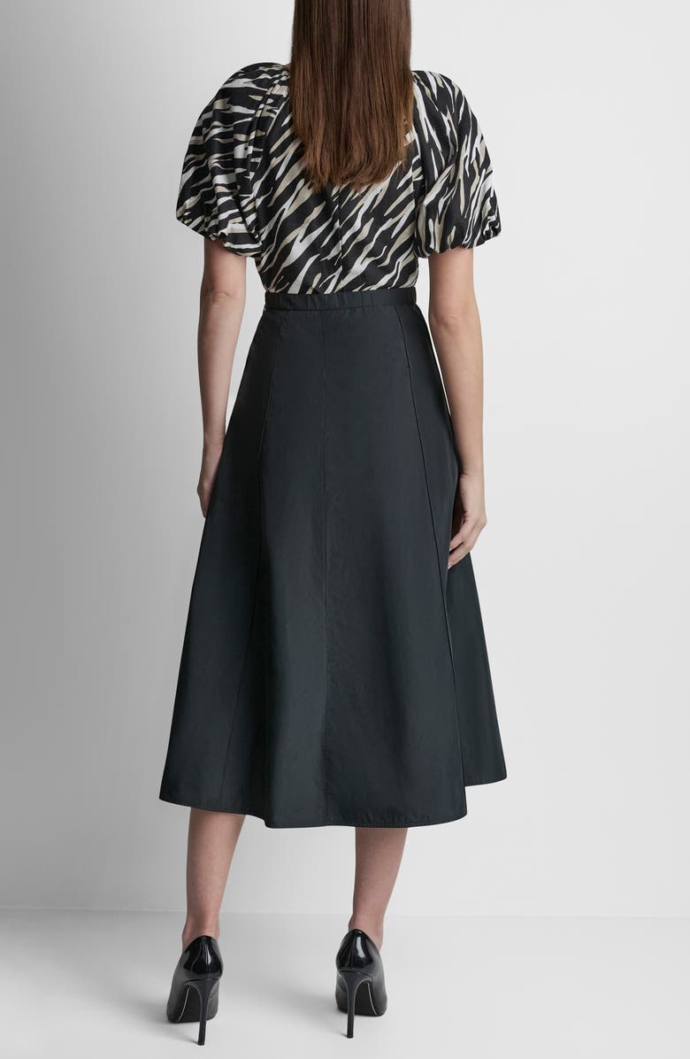 DKNY Taffeta Seamed Zip Pocket Midi Skirt, Alternate, color, Black