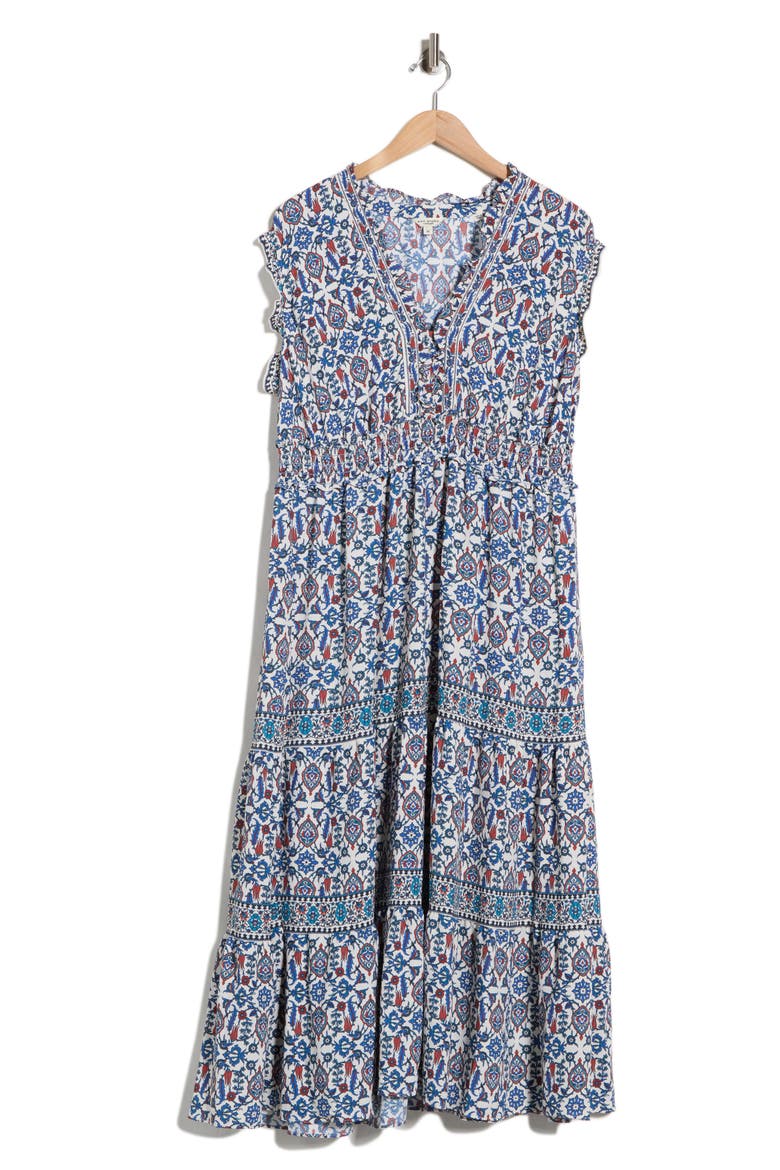 Sleeveless Tiered Maxi Dress, Main, color, ECRU/SPICE/TURQ PALACE GARDEN